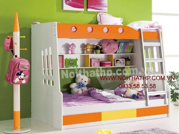Giường tầng trẻ em bộ màu xanh giá rẻ MS819A