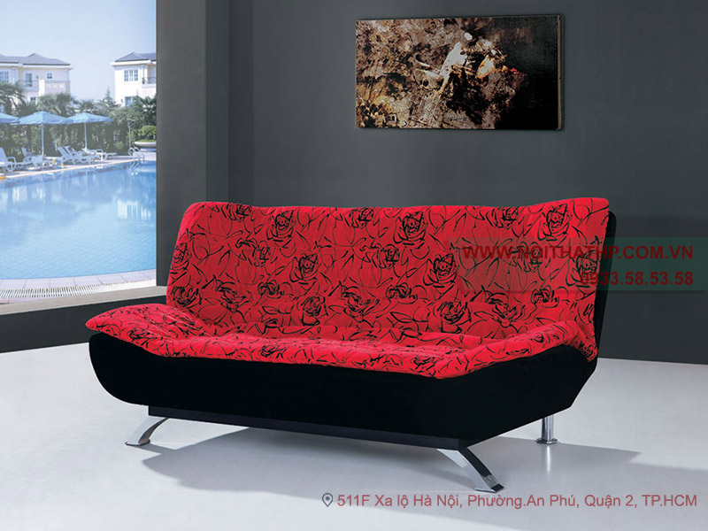 Sofa bed đẹp màu đen đỏ DA03